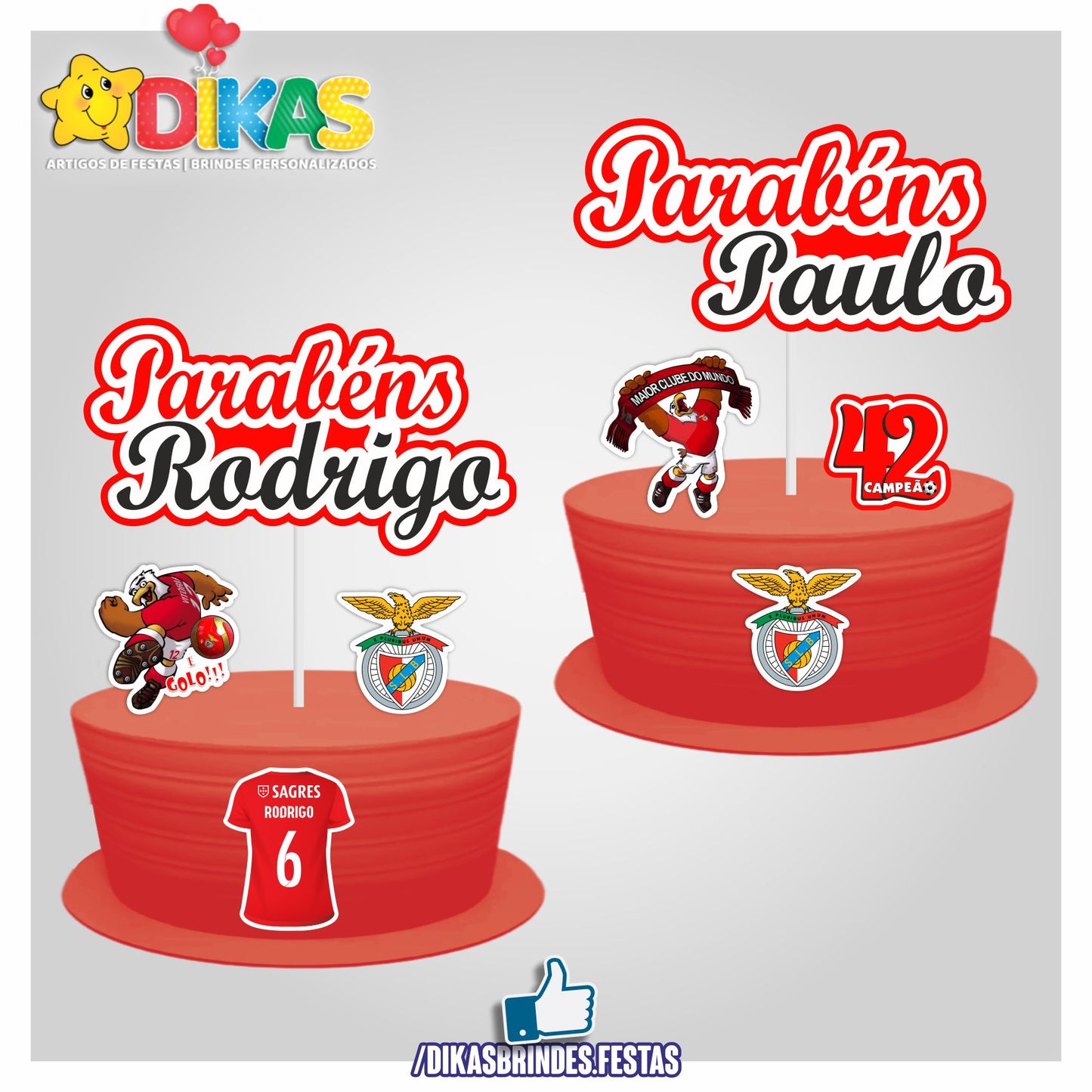 TOPO DE BOLO PERSONALIZADO - FUTEBOL BENFICA