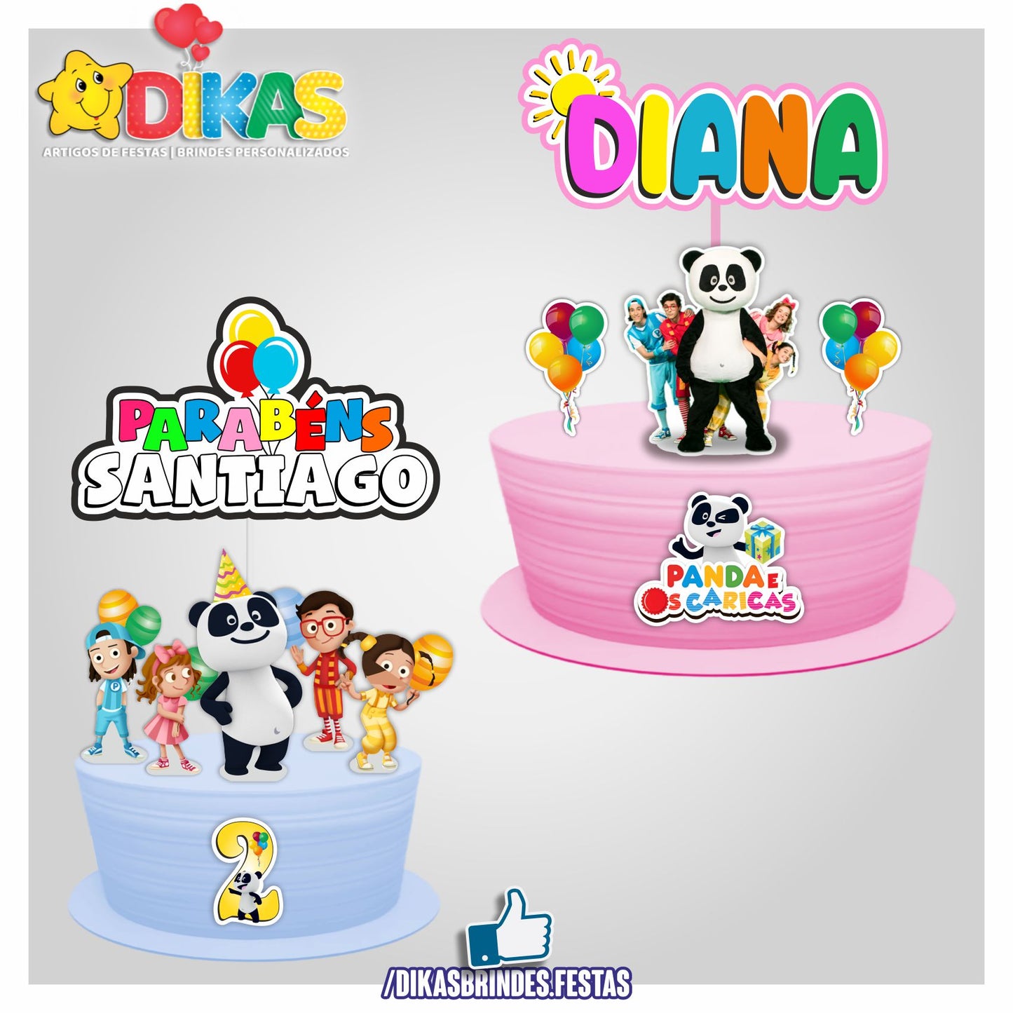TOPO DE BOLO PERSONALIZADO - PANDA E OS CARICAS