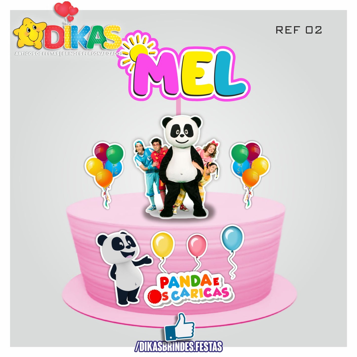 TOPO DE BOLO PERSONALIZADO - PANDA E OS CARICAS