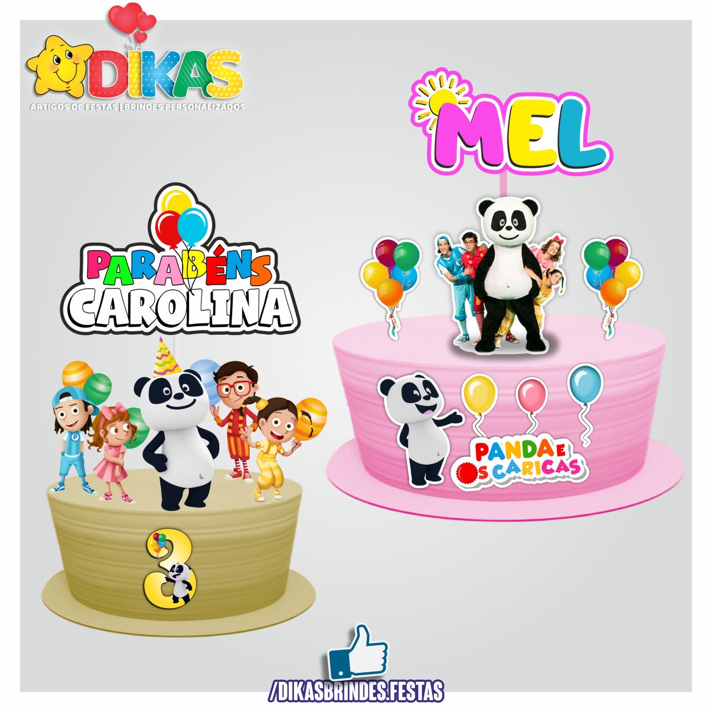TOPO DE BOLO PERSONALIZADO PANDA E OS CARICAS Dikasbrindes topo-de-bolo-personalizado-panda-e-os-caricas-dikasbrindes