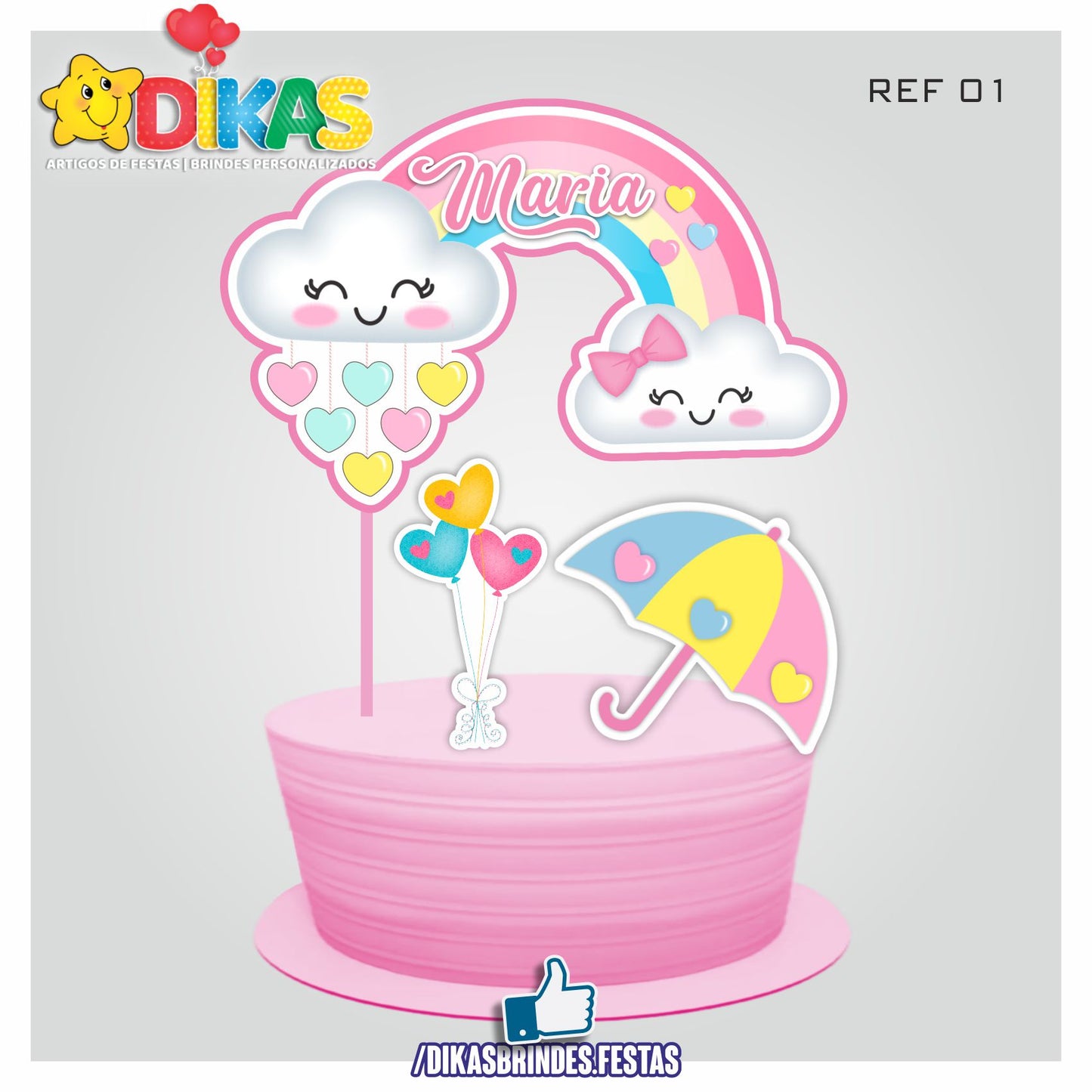 TOPO DE BOLO PERSONALIZADO - CHUVA DE AMOR