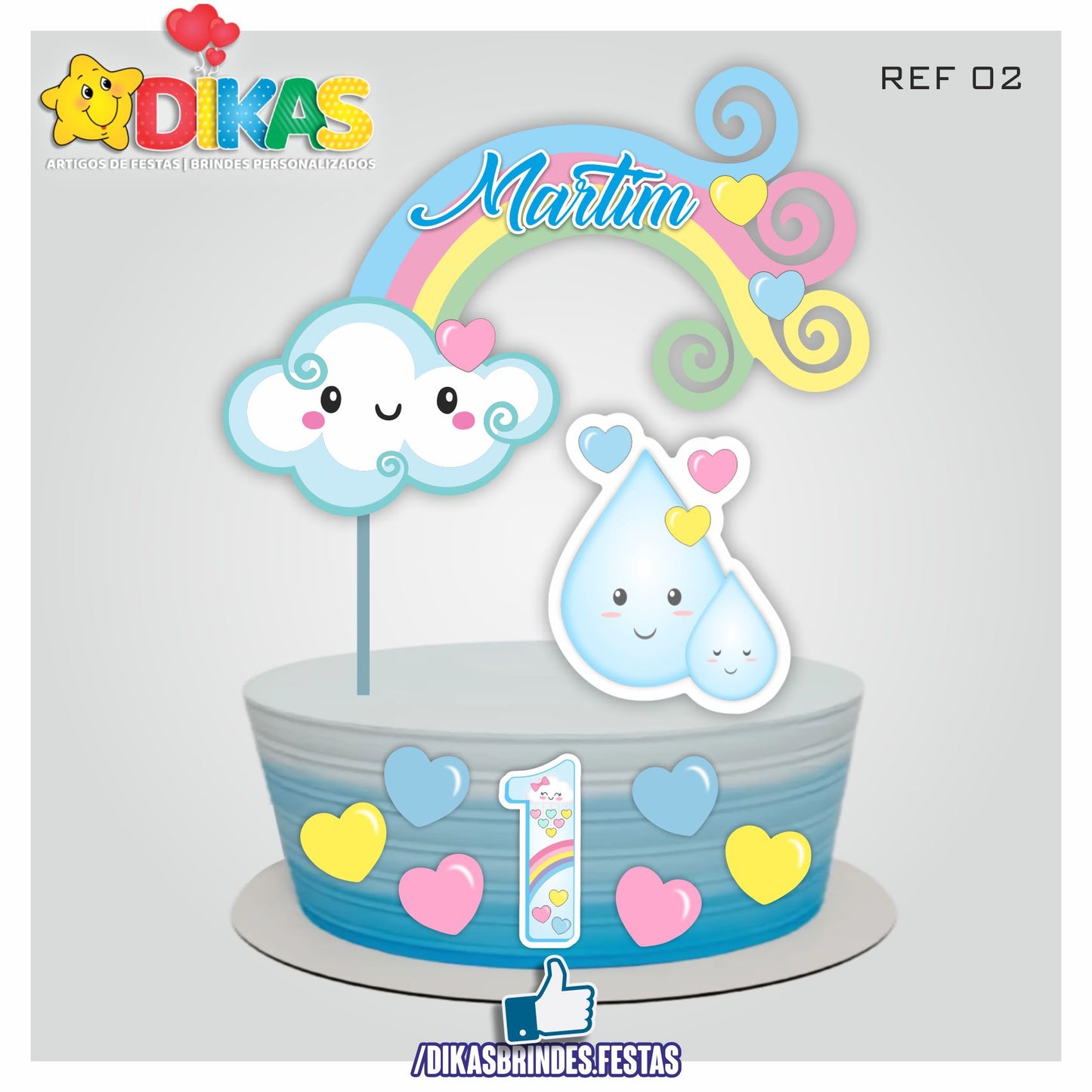 TOPO DE BOLO PERSONALIZADO - CHUVA DE AMOR