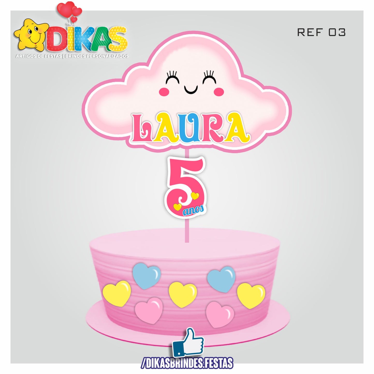 TOPO DE BOLO PERSONALIZADO - CHUVA DE AMOR