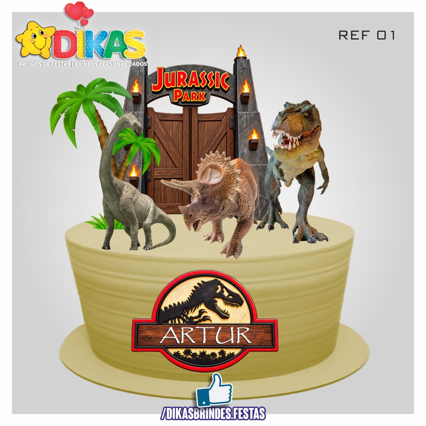 TOPO DE BOLO PERSONALIZADO - DINOSSAUROS