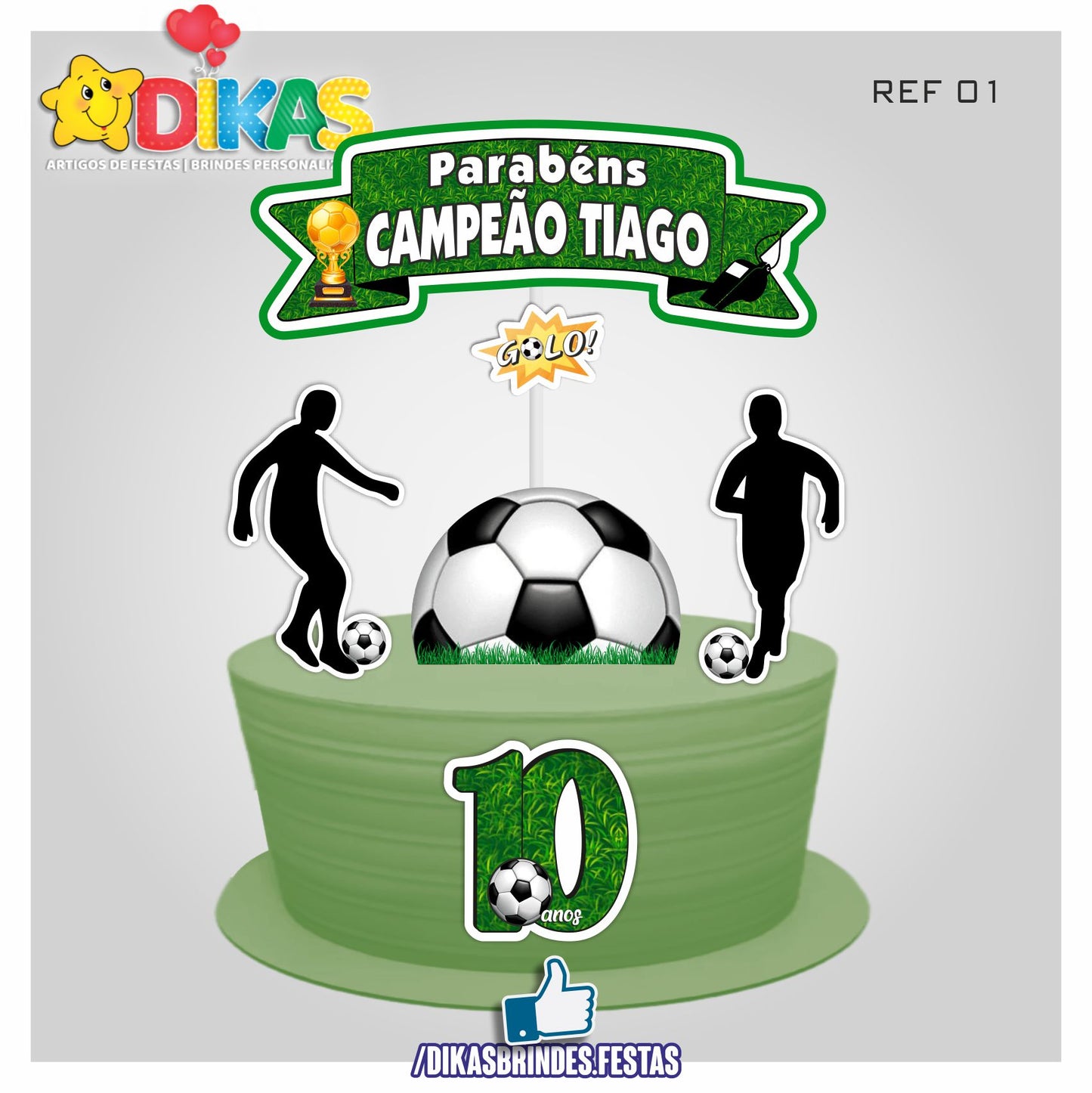 TOPO DE BOLO PERSONALIZADO - FUTEBOL