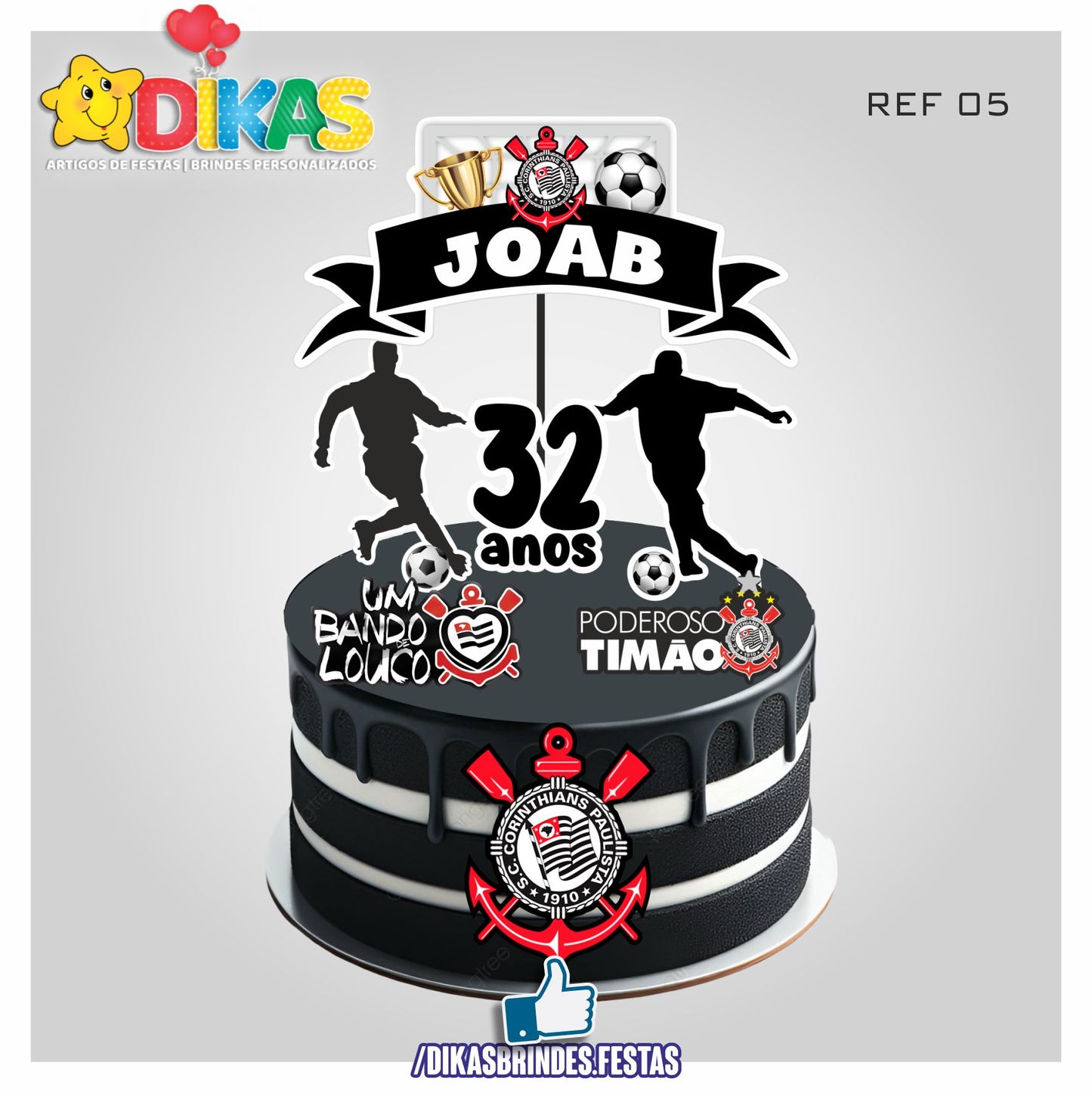 TOPO DE BOLO PERSONALIZADO - FUTEBOL