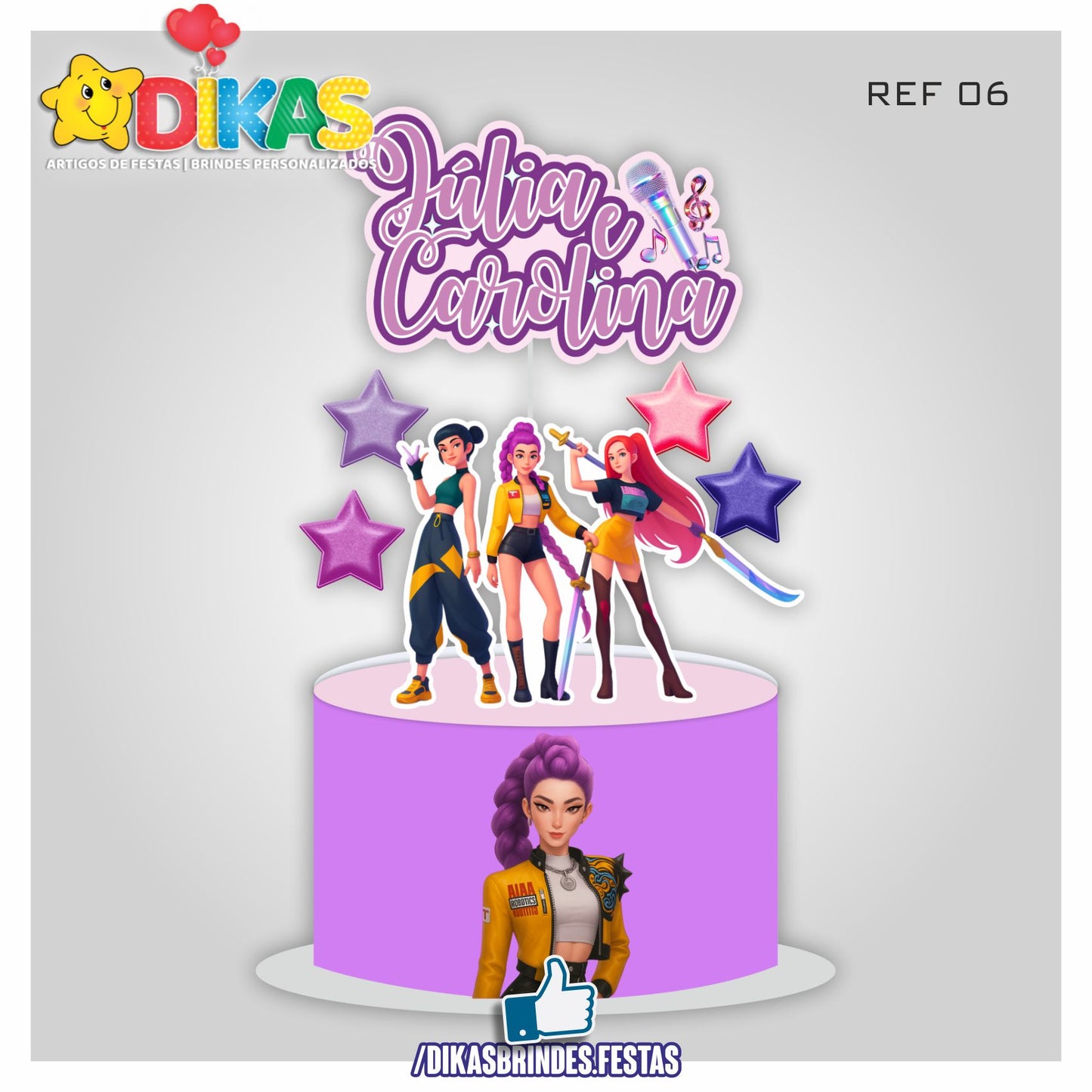 TOPO DE BOLO PERSONALIZADO - Guerreiras do K-POP