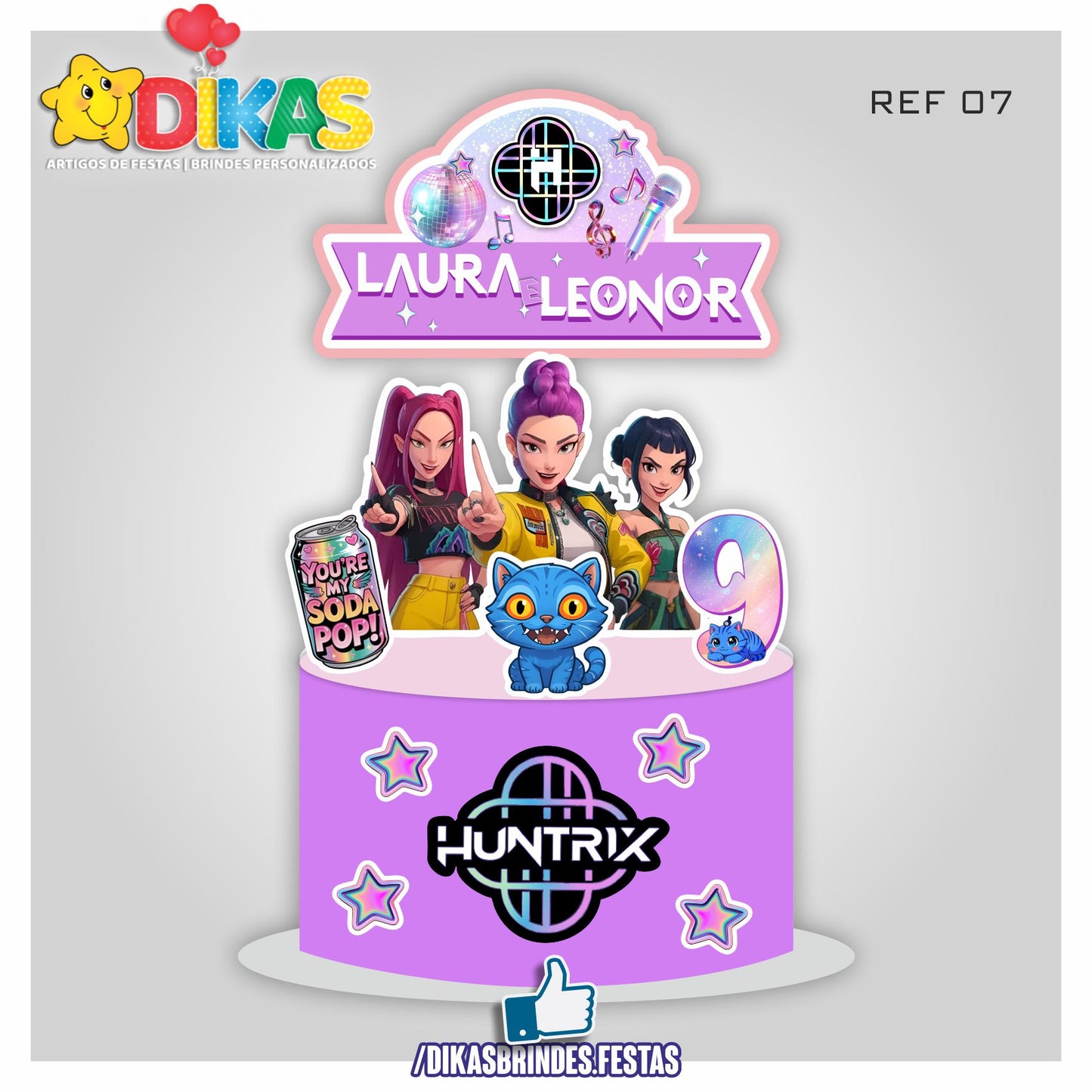 TOPO DE BOLO PERSONALIZADO - Guerreiras do K-POP