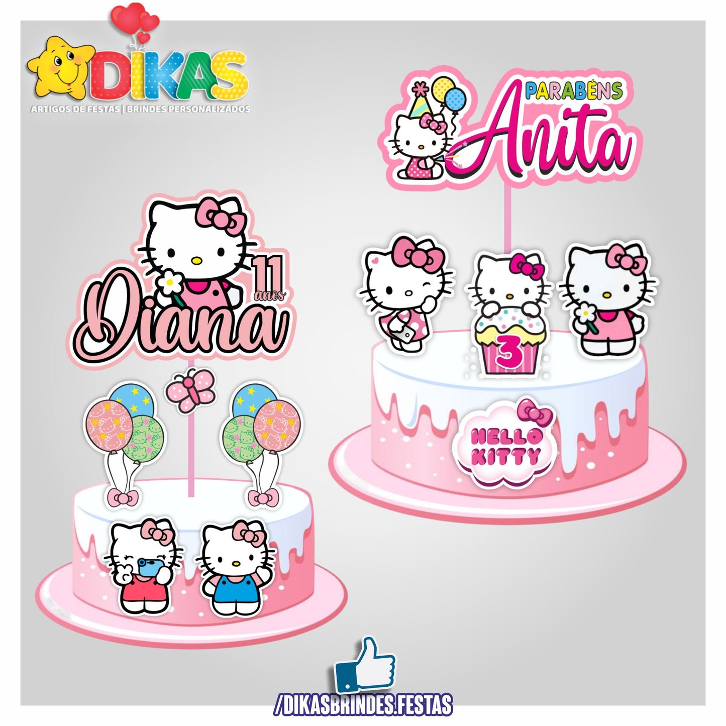 TOPO DE BOLO PERSONALIZADO - HELLO KITTY