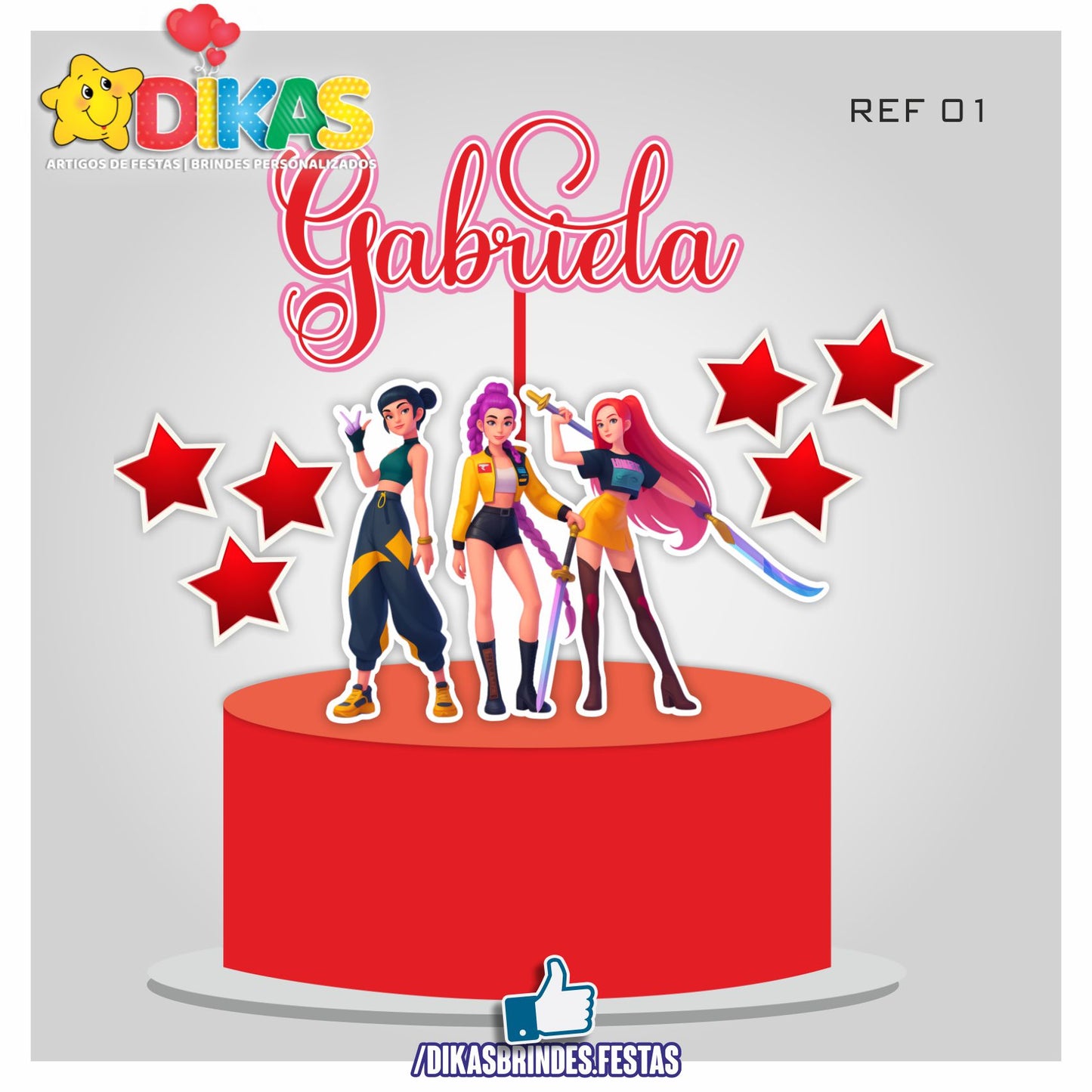 TOPO DE BOLO PERSONALIZADO - Guerreiras do K-POP