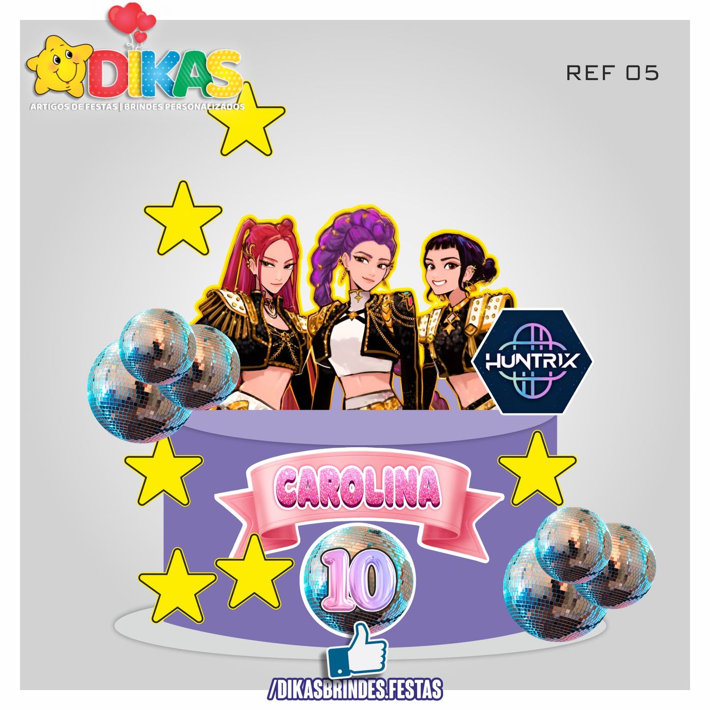 TOPO DE BOLO PERSONALIZADO - Guerreiras do K-POP