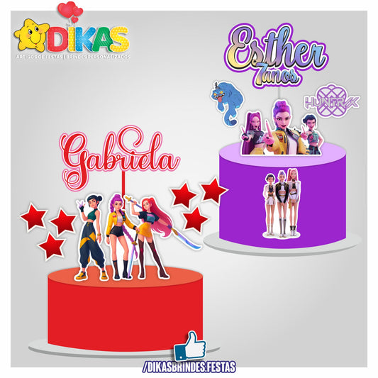 TOPO DE BOLO PERSONALIZADO - Guerreiras do K-POP