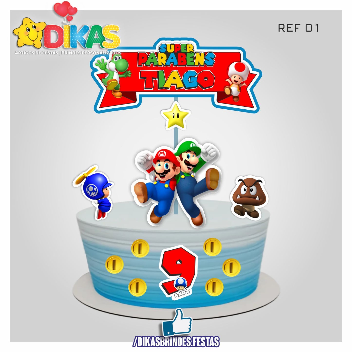 TOPO DE BOLO PERSONALIZADO - MARIO BROS