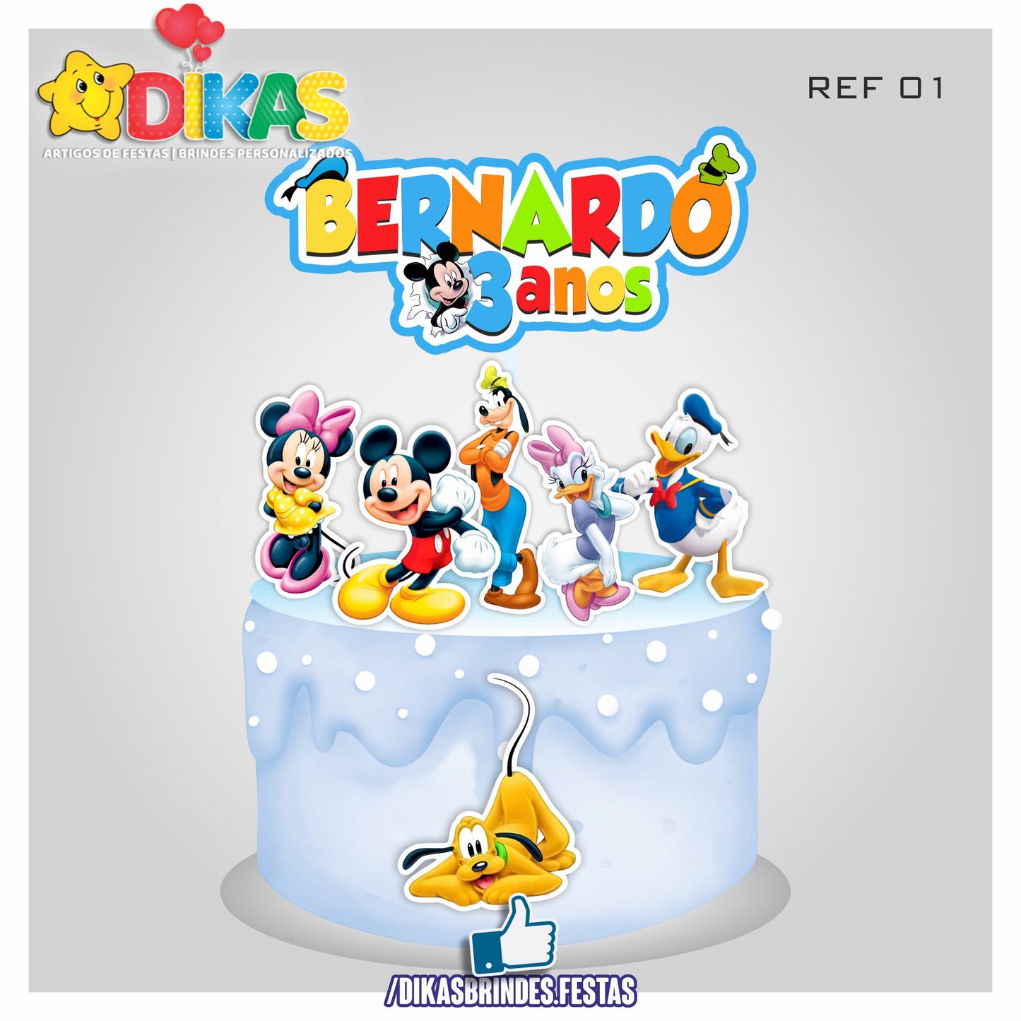 TOPO DE BOLO PERSONALIZADO - MICKEY E OS AMIGOS
