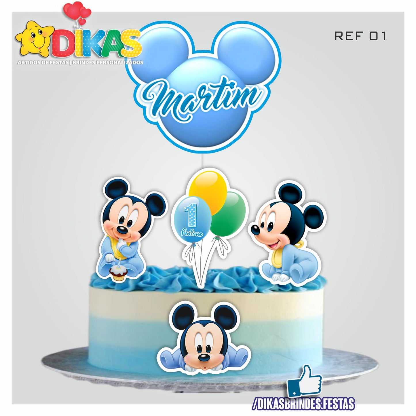 TOPO DE BOLO PERSONALIZADO - MICKEY BABY