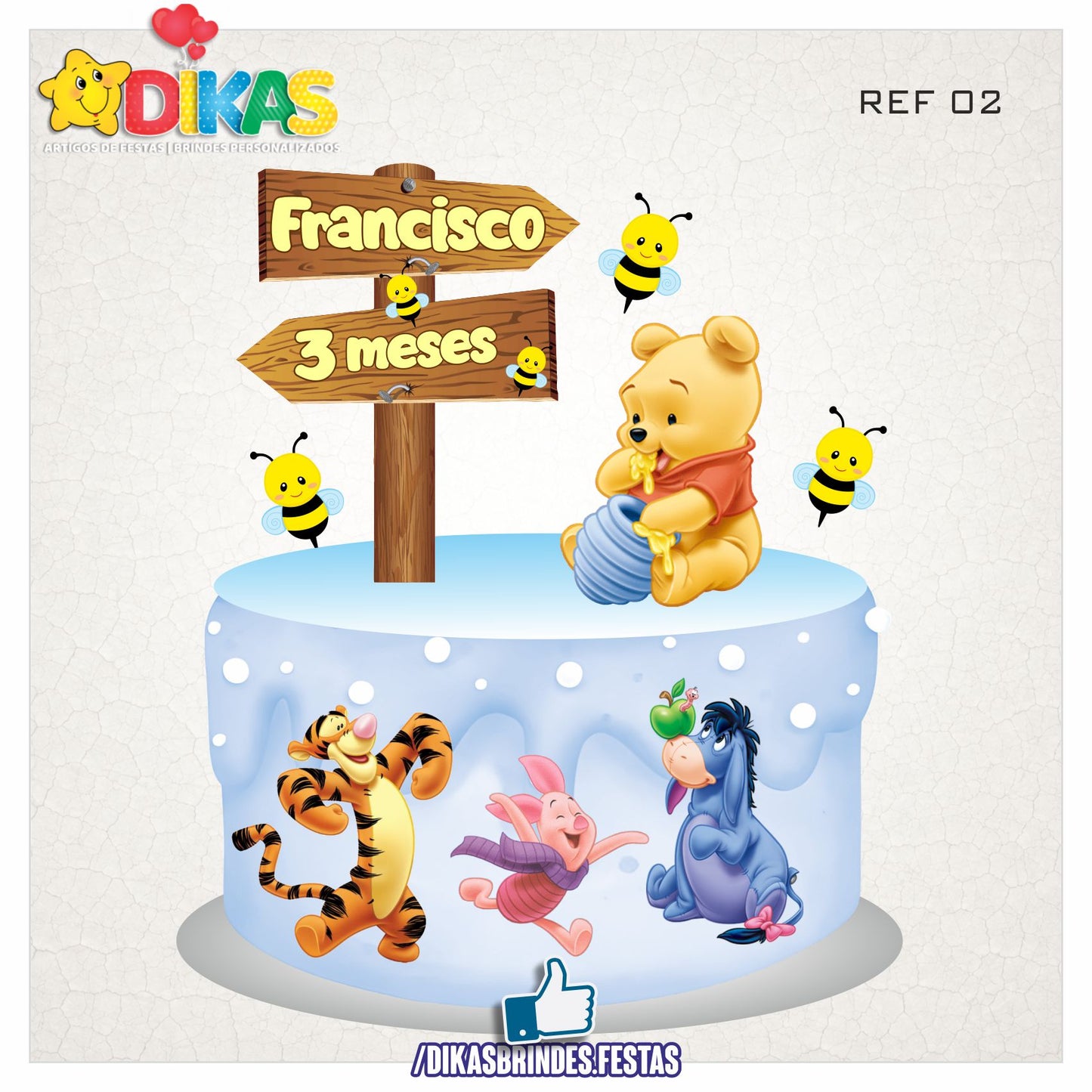 TOPO DE BOLO PERSONALIZADO - WINNIE THE POOH