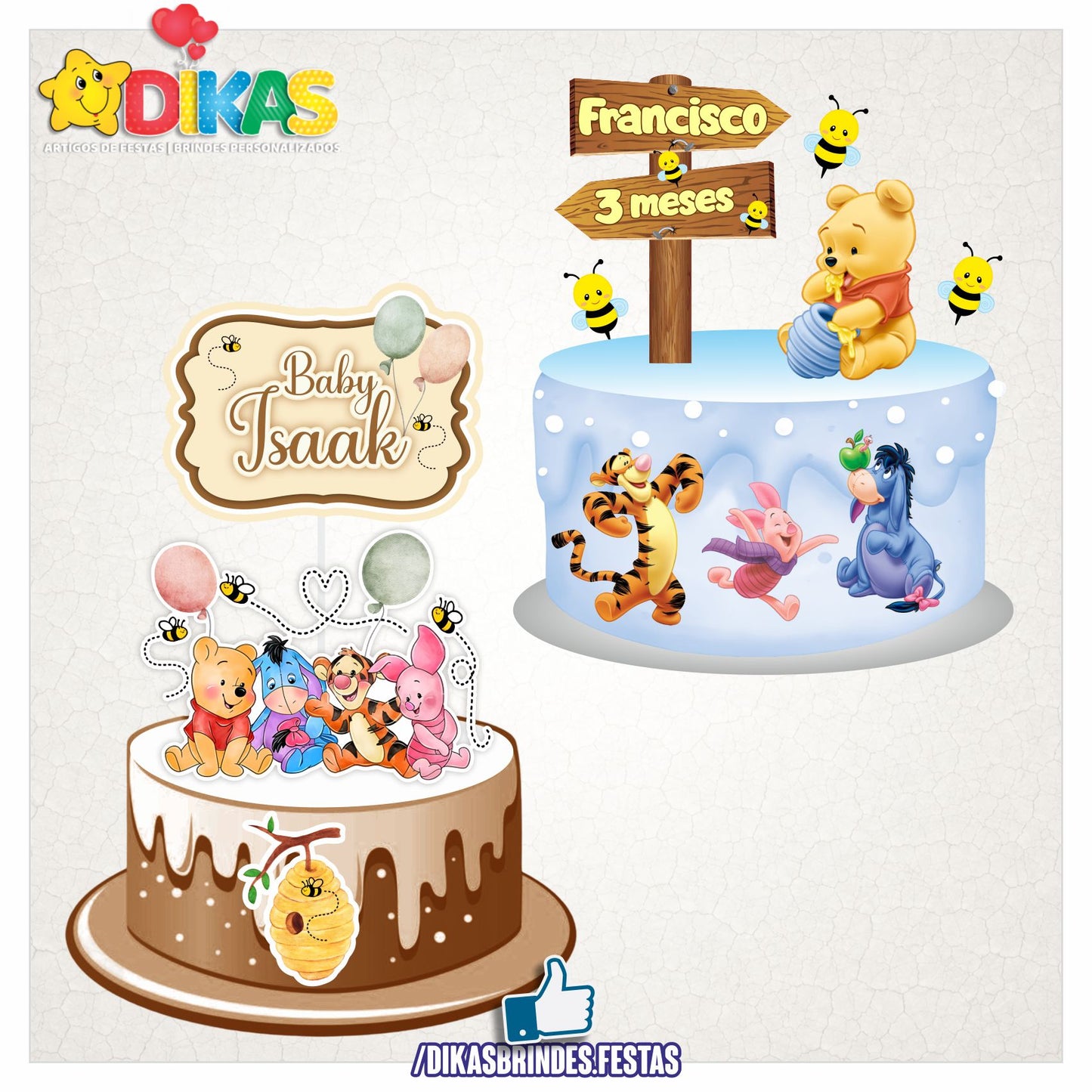 TOPO DE BOLO PERSONALIZADO - WINNIE THE POOH