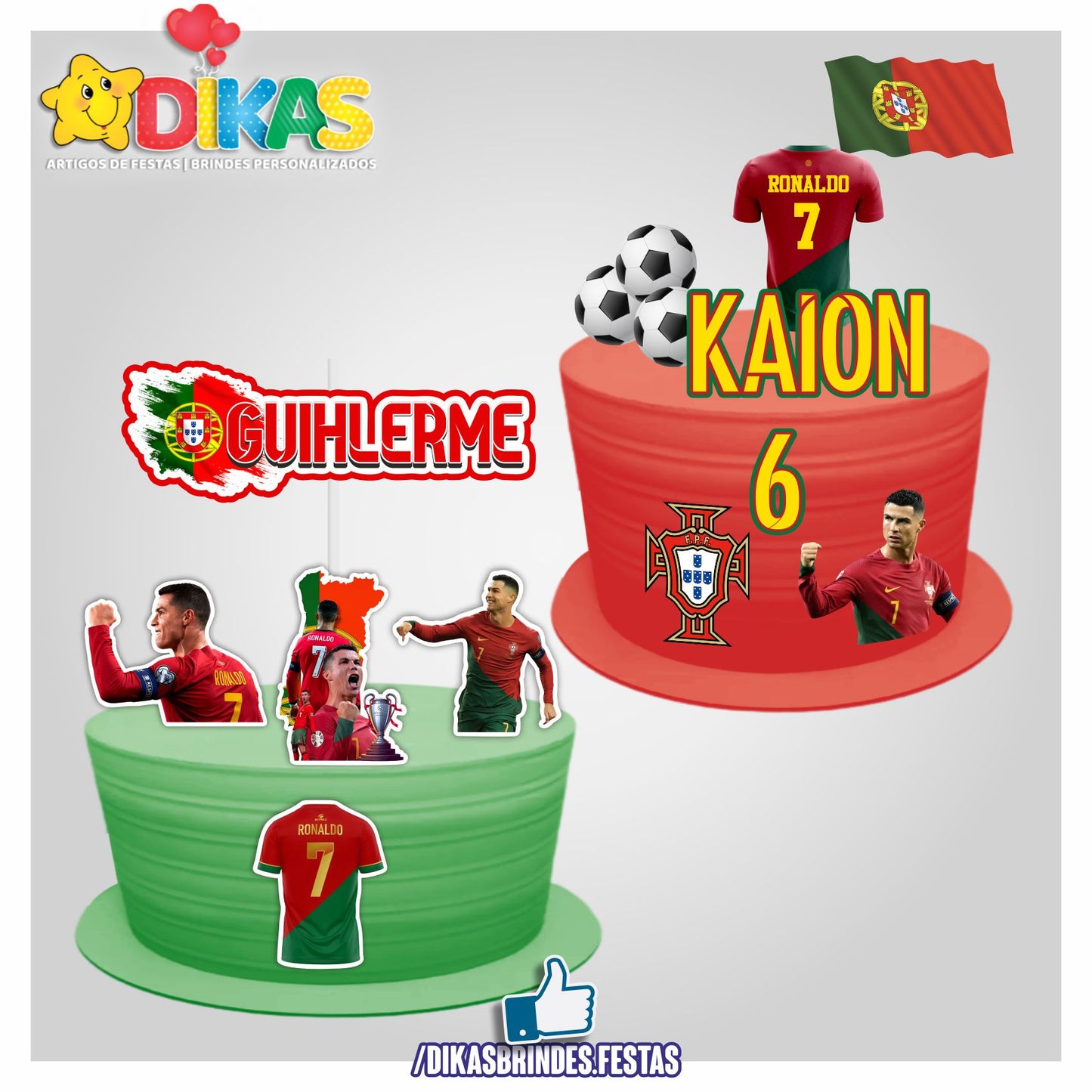 TOPO DE BOLO PERSONALIZADO - FUTEBOL PORTUGAL