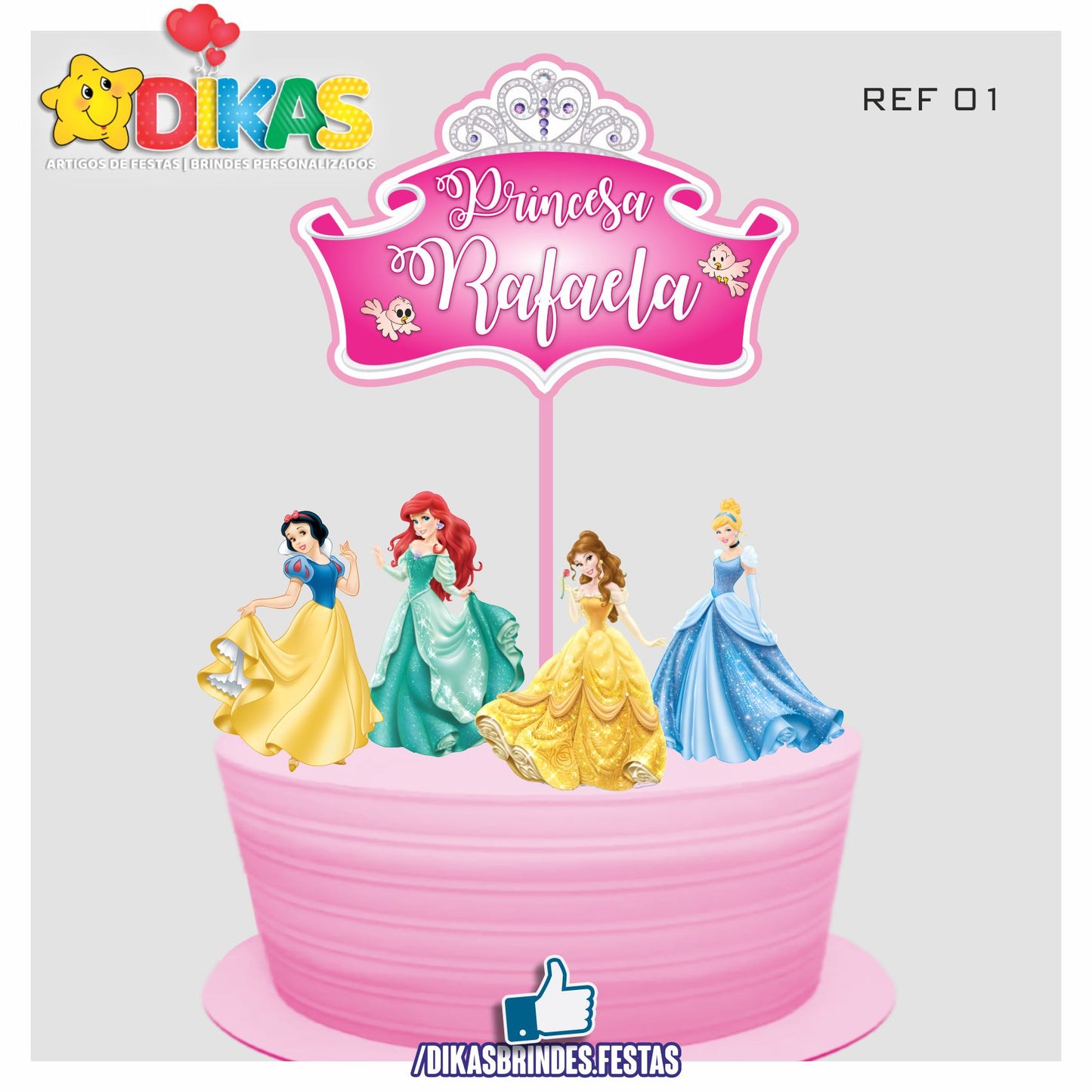 TOPO DE BOLO PERSONALIZADO - PRINCESAS DISNEY