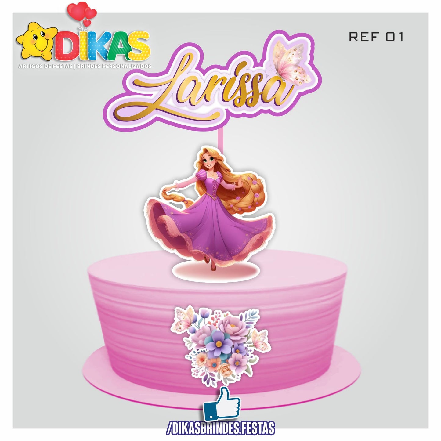 TOPO DE BOLO PERSONALIZADO - RAPUNZEL