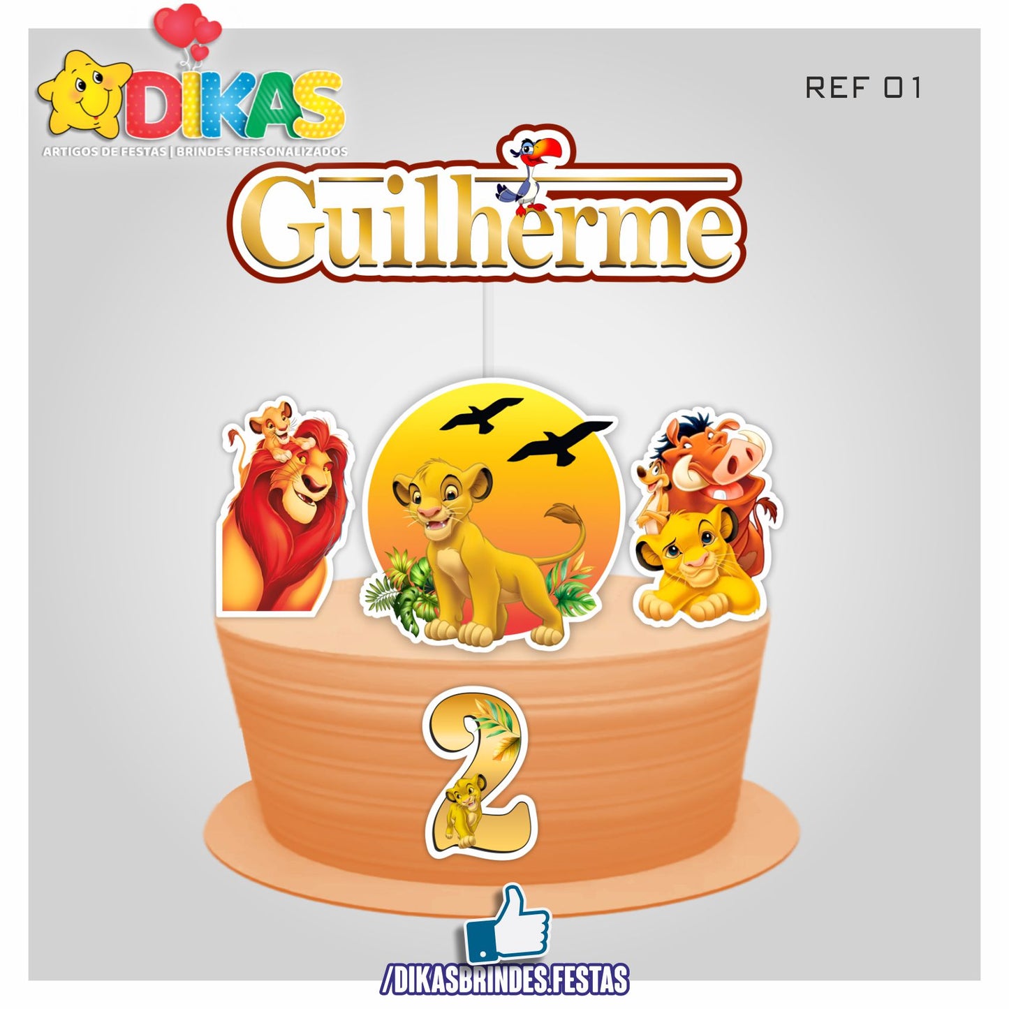 TOPO DE BOLO PERSONALIZADO - REI LEÃO