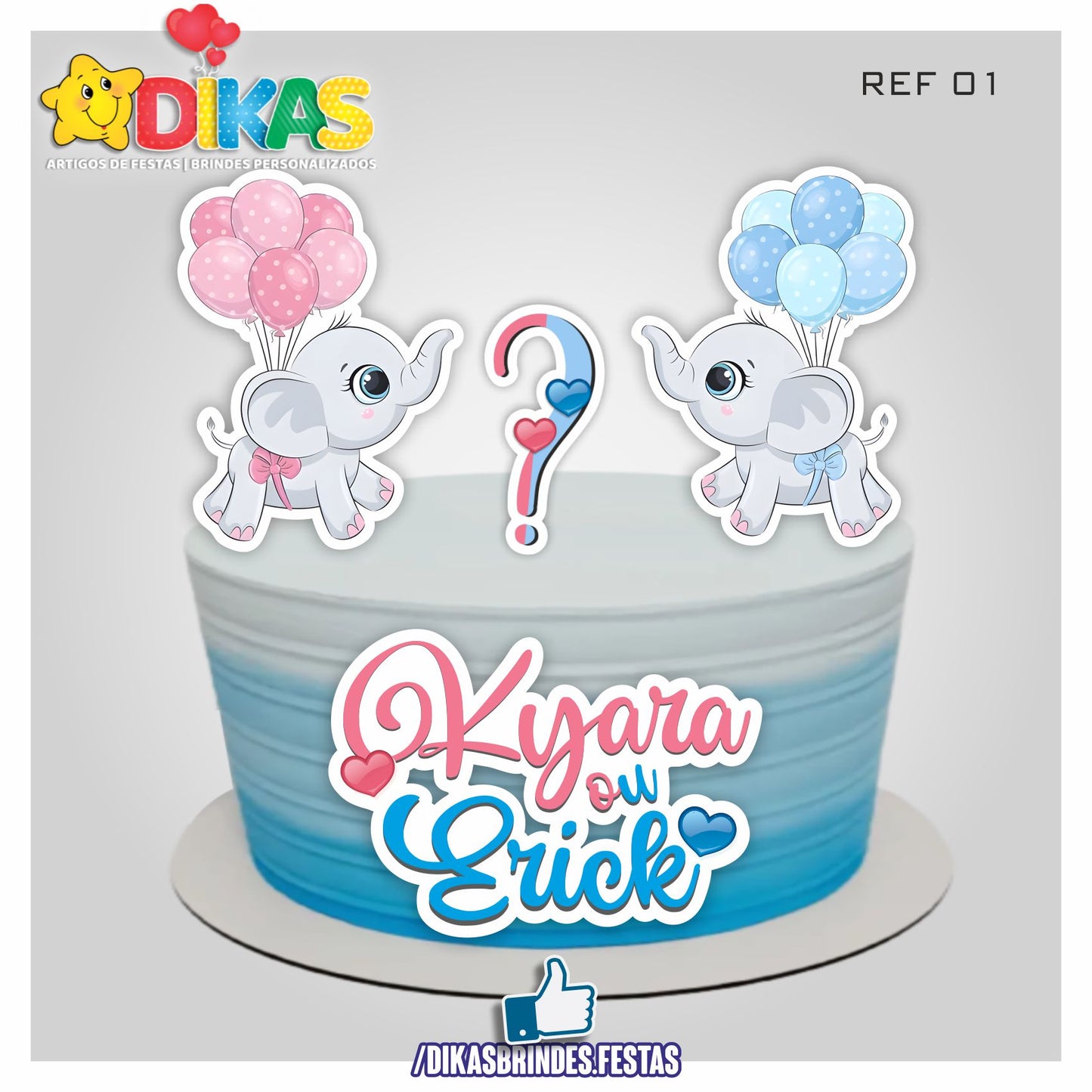 TOPO DE BOLO PERSONALIZADO - CHÁ REVELAÇÃO