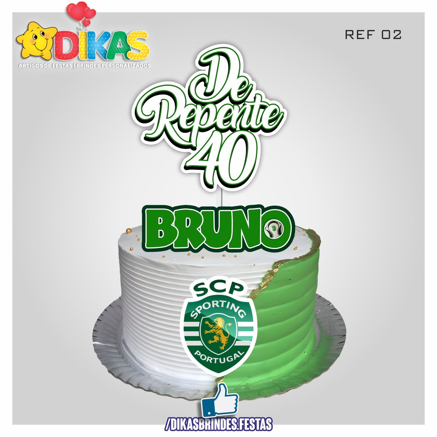 TOPO DE BOLO PERSONALIZADO - FUTEBOL SPORTING
