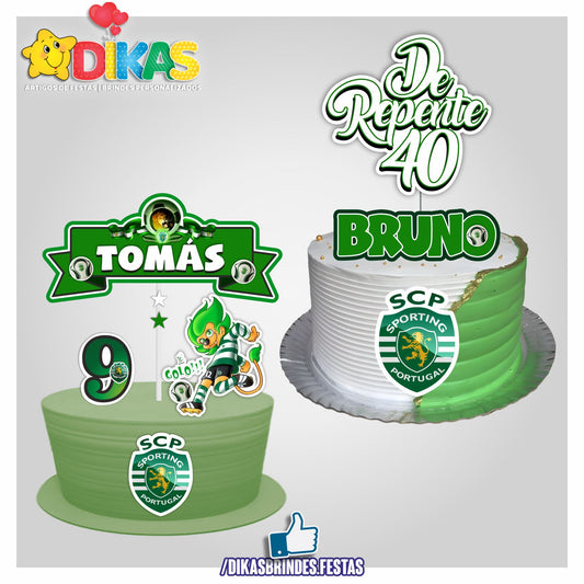 TOPO DE BOLO PERSONALIZADO - FUTEBOL SPORTING