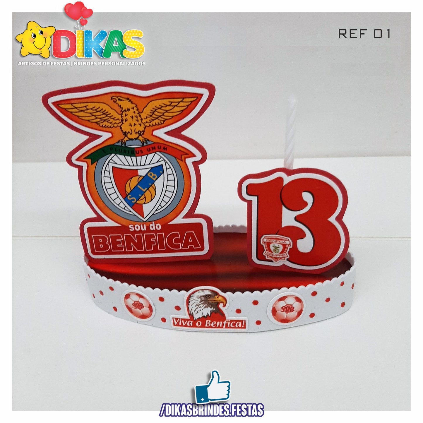 TOPO DE BOLO GRANDE C/ IDADE - FUTEBOL BENFICA