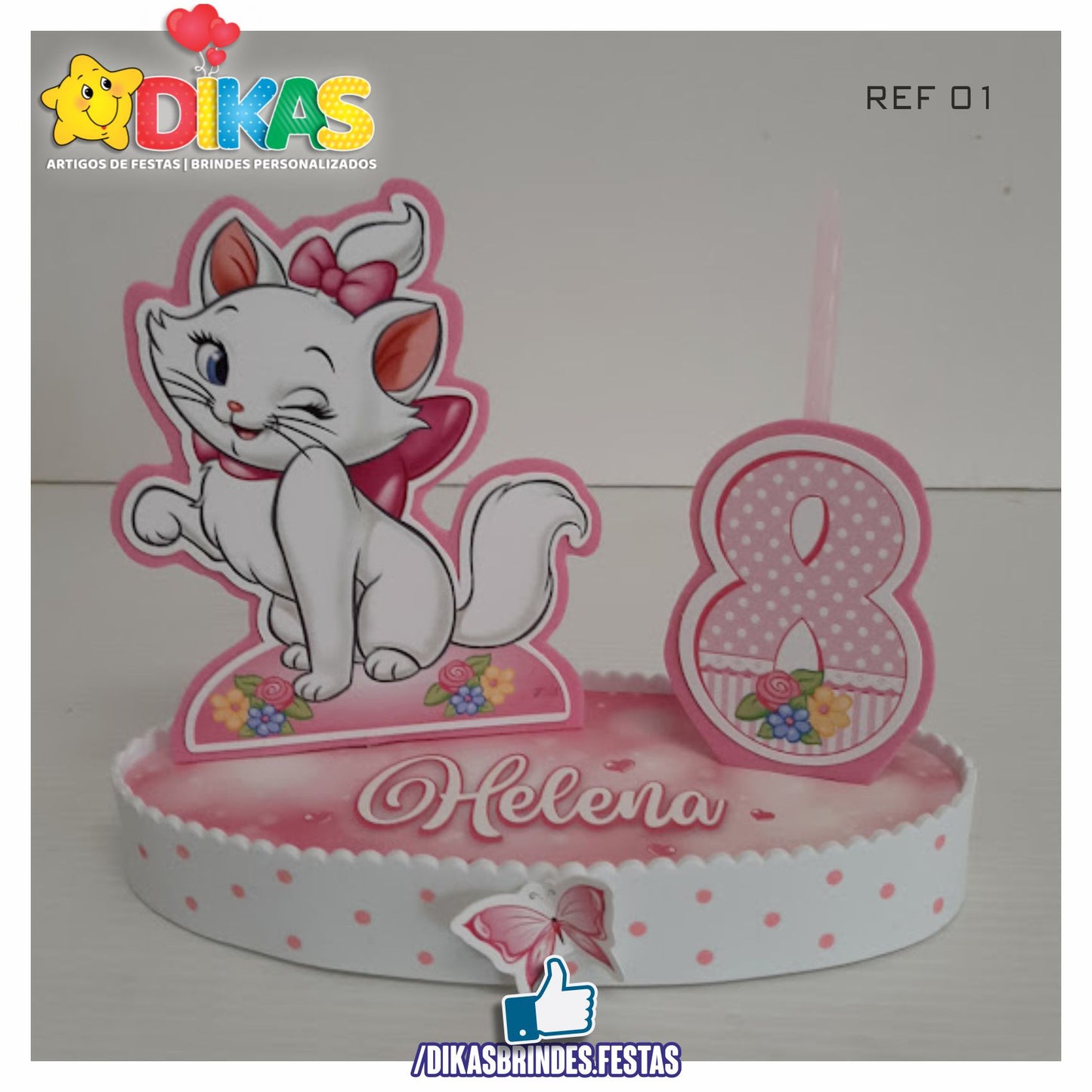 TOPO DE BOLO GRANDE C/ IDADE - GATA MARIE