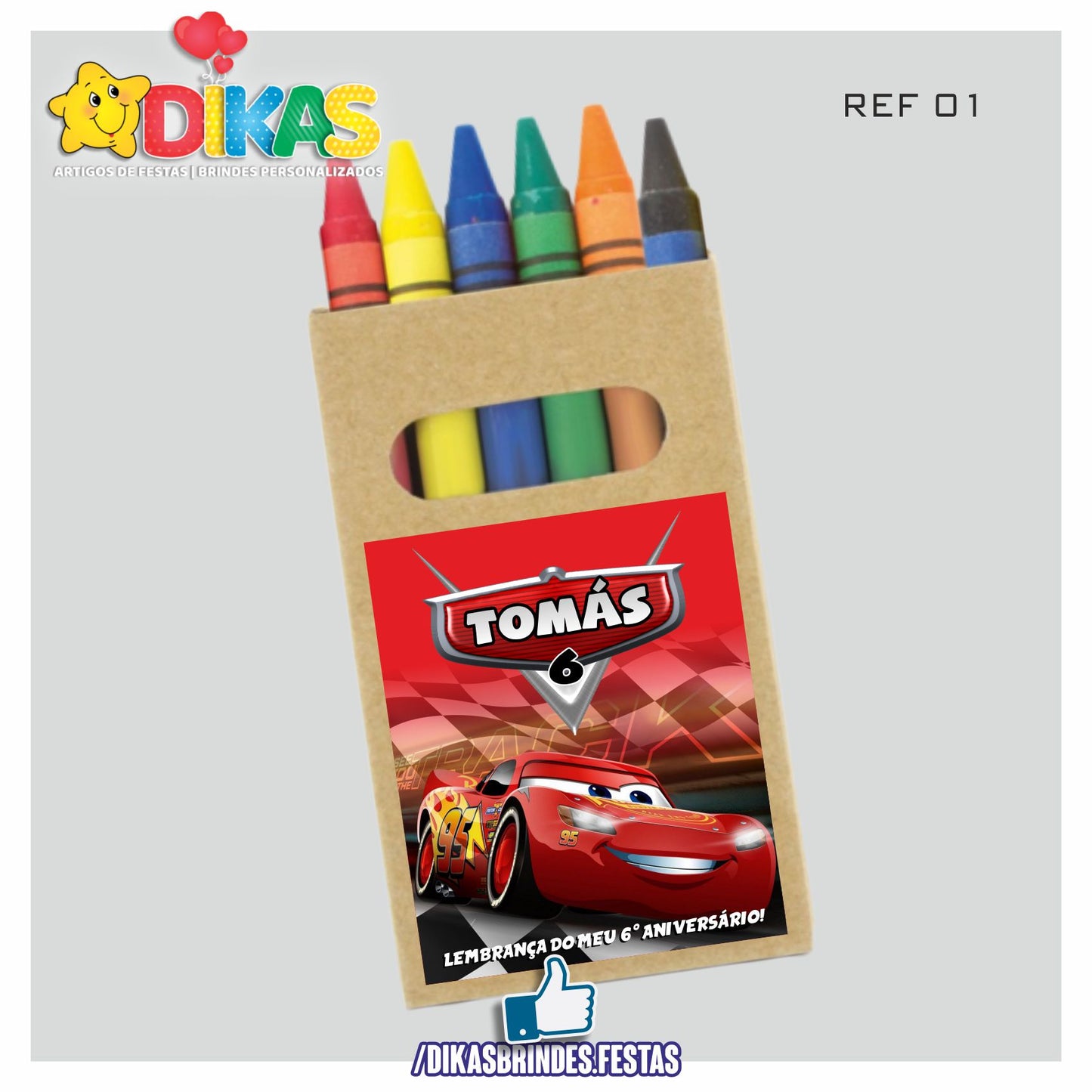 CAIXA DE LÁPIS DE CERA PERSONALIZADA - CARS