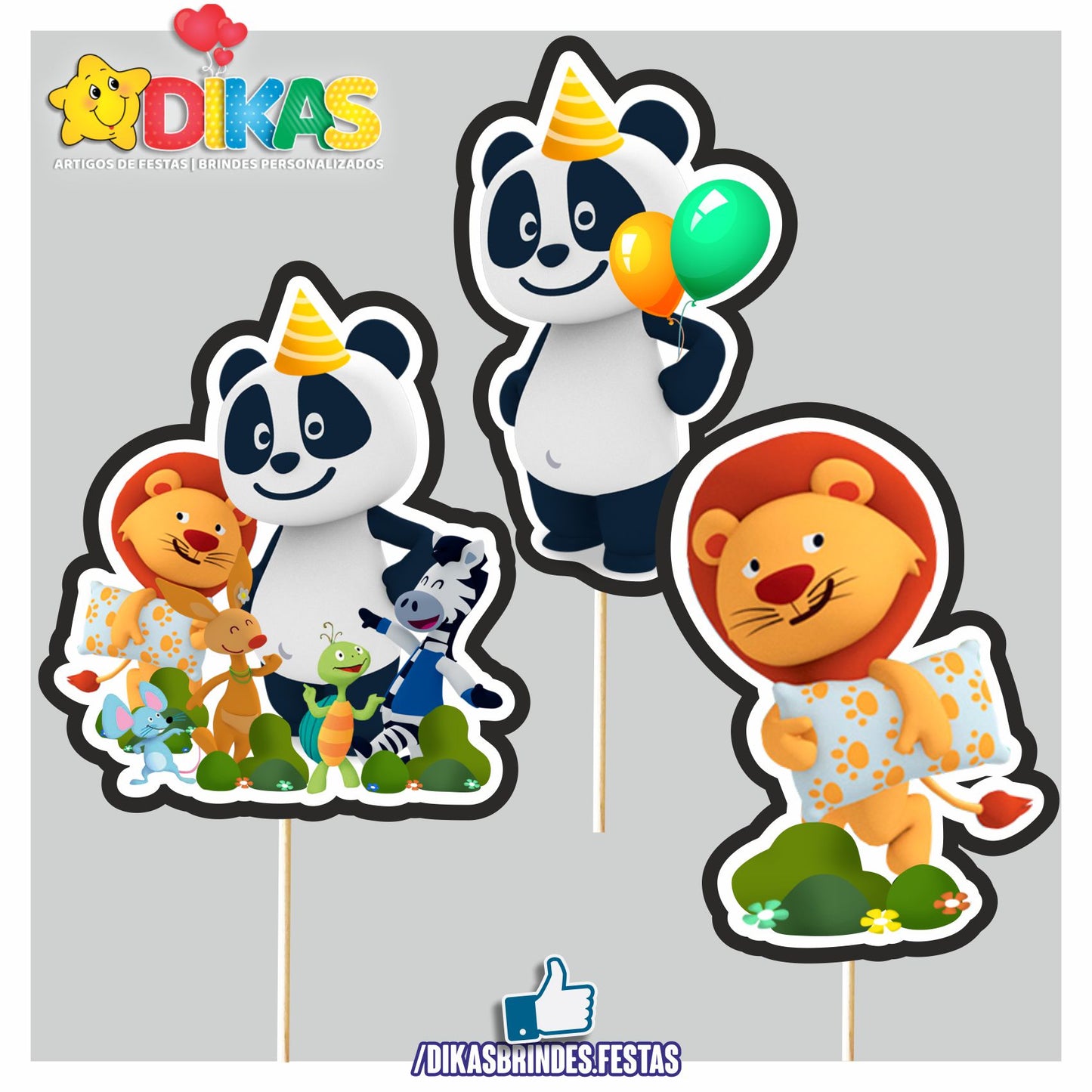 FIGURAS DECORATIVAS PARA BOLO - PANDA E OS AMIGOS