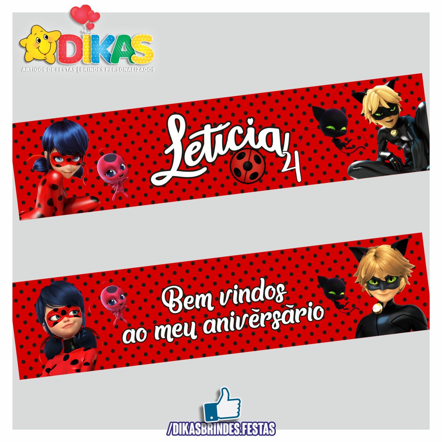 FAIXA TEMÁTICA E/OU PERSONALIZADA - LADYBUG